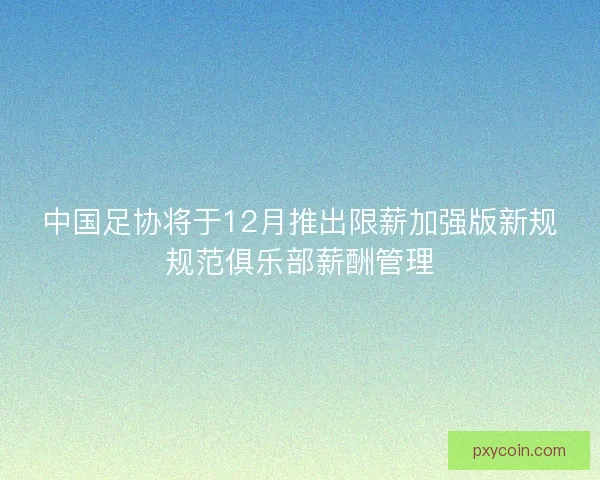 中国足协将于12月推出限薪加强版新规规范俱乐部薪酬管理 中国足协将于12月推出限薪加强版新规规范俱乐部薪酬管理
