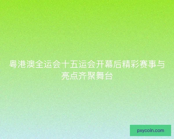 粤港澳全运会十五运会开幕后精彩赛事与亮点齐聚舞台